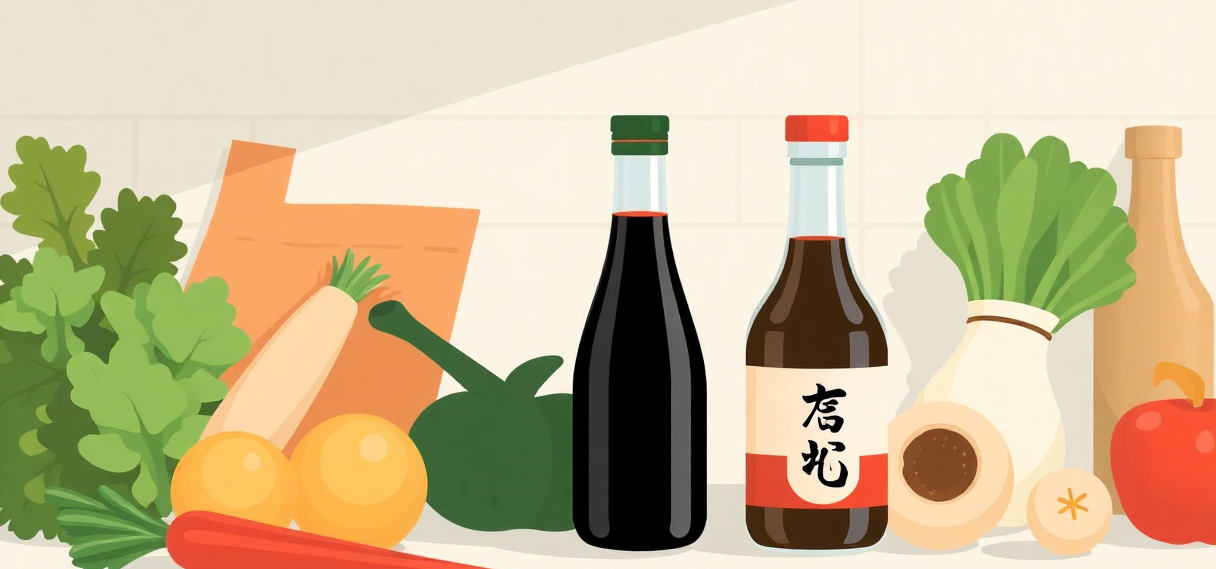 家庭の調味料と食材のイメージイラスト
