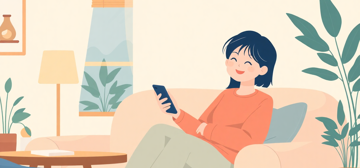 スマホで気軽に手続きするイメージイラスト