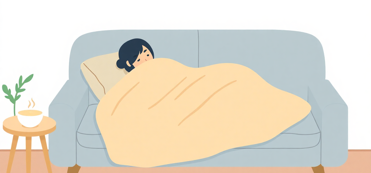 無理せず休む夜のイメージイラスト